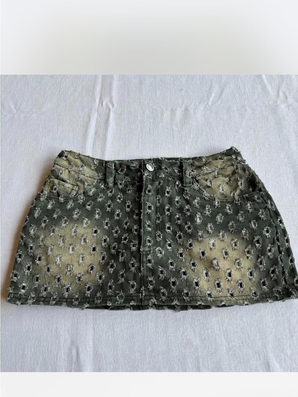 Rehab Olive Green Distressed Mini Skirt